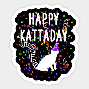 Happy Kattaday Madagascar pun colorful fan Sticker